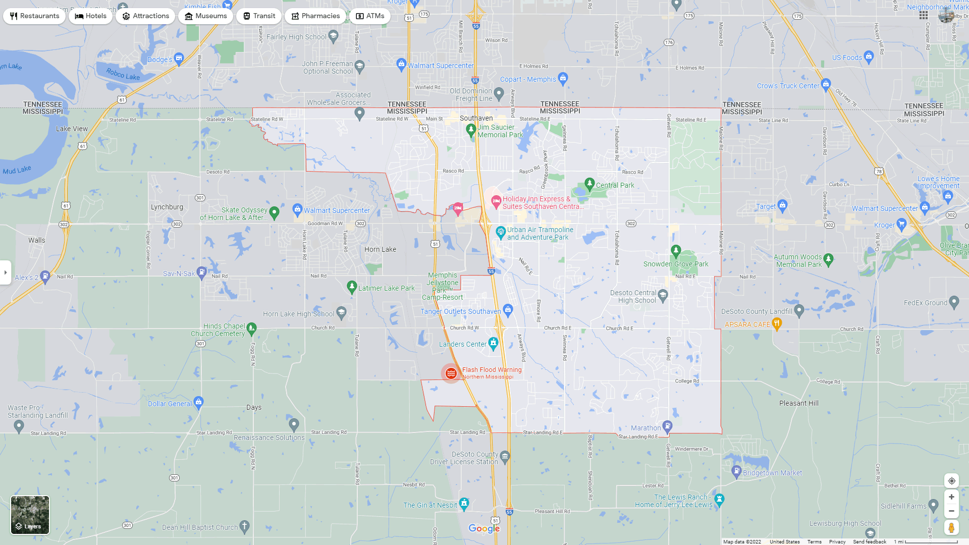 Southaven Mississippi Map